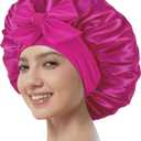 Satin Bonnet with Tie Band,Silk Hair Bonnet for Sleeping Women,Bonnets for Women,Double Layer Sleep Cap for Braids Curly Hair