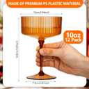 Jingmore 11 Pcs Ribbed Martini Glasses 10 oz Disposable Plastic Vintage Ribbed Coupe Glasses Unbreakable Dessert Parfait Glassware for Wedding Birthday Party Supplies (Classic Color)