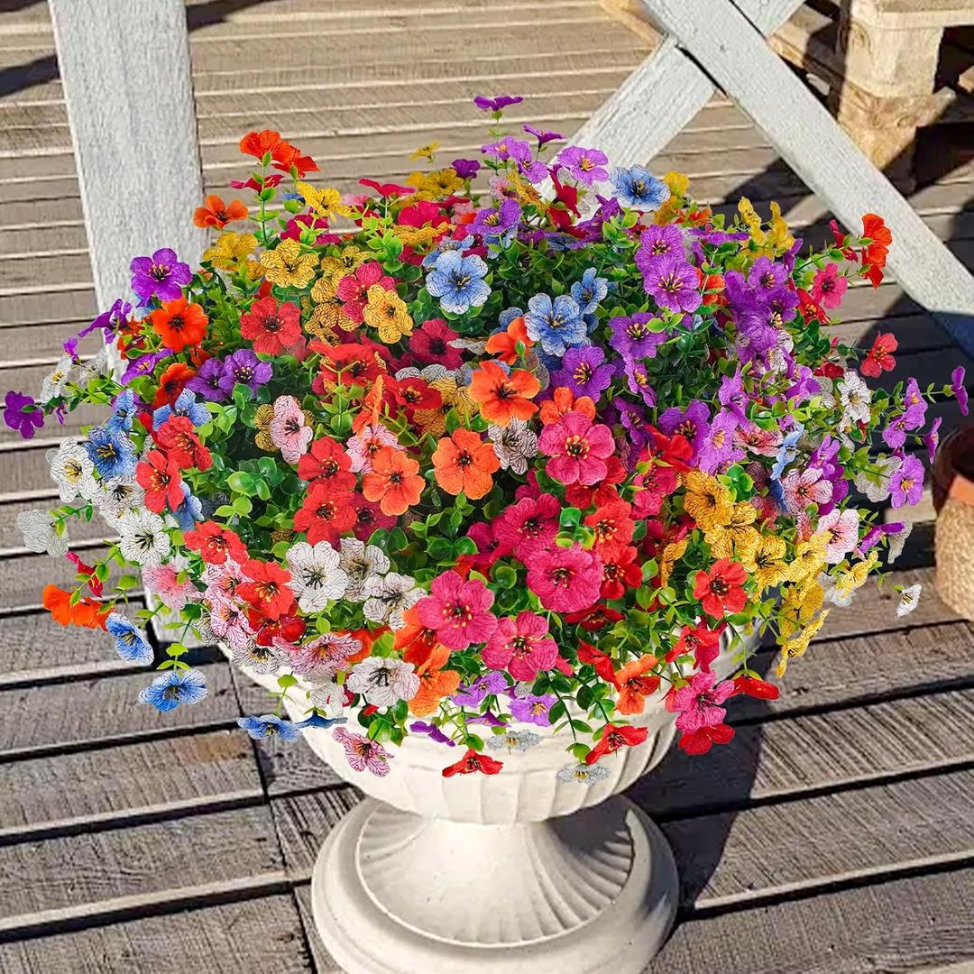 Agusbagli 72 Bundles 14inch Artificial Flowers for Outdoors UV Resistant,