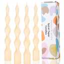 LPUSA 9.8" Ivory Spiral Taper Candles Dripless Twisted Taper Candle Handmade from Vegan Soy Wax for Holiday Wedding Party Home Dinner Decoration Party and Any Occasion,Set of 4(Ivory)