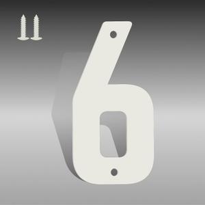 8 Inch White Metal Letters, Modern House Numbers for Outside, White Door Mailbox Numbers, Metal House Address Letter and Number for Office Apartment Outside (6)