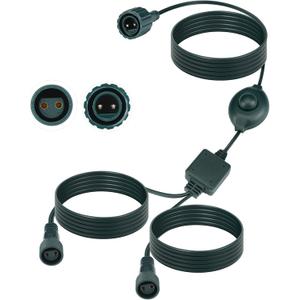 Kanayu 72 Inch 2-Way Splitter Connector for Christmas Lights, Waterproof Christmas Tree Extension Cable Power Cord with Foot Switch for Outdoor/Indoor String Lights Xmas Outlet Extension Cord, 2 Pin