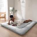 MAXYOYO Japanese Floor Mattress Futon Mattress, Thicken Daybed Futon Roll Up Guest Mattress Thicken Sleeping Pad Foldable Tatami Mat Floor Lounger Bed Couches and Sofas, Grey, Queen