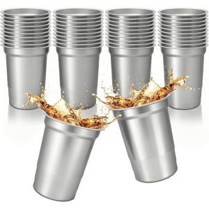 40 Pack 20 oz Aluminum Party Cups,Metal Cups Reusable Aluminum Drinking Cups,Coffee Cups,Disposable Aluminums Beers Cups for Family Gatherings,Outdoor Events and Parties(20oz Silver)