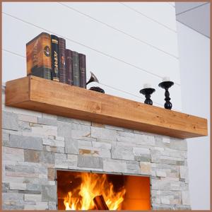 G GOOD GAIN Fireplace Mantel 66 inch - Handcrafted Rustic Solid Wood Mantel l Floating Shelves Decor for Wall, Bedroom, TV, Books, Livingroom.Rustic66x8x5