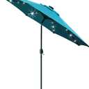Sunnyglade 9' Solar LED Lighted Patio Umbrella with 8 Ribs/Tilt Adjustment and Crank Lift System (Teal Blue)