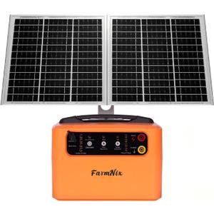 24 Hour Solar Electric Fence Charger, 30 Miles Solar Fence Energizer, 6-12KV Adjustable Output, 1.5J Solar Charger, 15W Solar Powered Electric Fence Kit for Livestock, Predator Protection