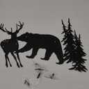 Moxweyeni 6 Pieces Metal Wall Art Deer Bear Pine Tree Wall Decor Hanging Forest Decor Rustic Cut Metal Art Wall Decor for Home Bedroom Office Outdoor Decorations(Black)