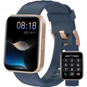 Smart Watch (Answer/Make Calls), 1.85" Smart Watches for Women Men Digital Watch Fitness Tracker with 100+ Sport Modes Heart Rate Monitor for iOS Android Phones Waterproof (Blue)