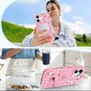 AIGOMARA Magnetic Stand for iPhone 16 Case, Aesthetic Cute Pink Floral Flower Design for Women Girls, Compatible with Magsafe, Slim Translucent Matte Protective Kickstand Phone Case