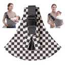Baby Sling Carrier, Premium Cotton Blend Baby Carrier for Toddlers, Adjustable & Breathable Toddler Carrier with Ventilated Straps, Lightweight & Travel-Friendly Design (Ebony Check)