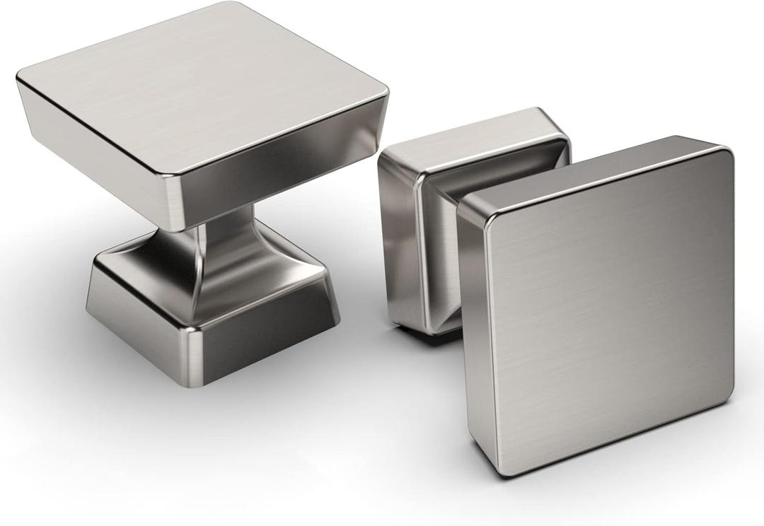 Amerdeco 10 Pack Brushed Satin Nickel Cabinet Knobs 1.2 Inch(30mm) Single Hole Cabinet Handles Dresser Knobs Drawer Knobs and Pulls for Bathroom Cabinets ZH0008