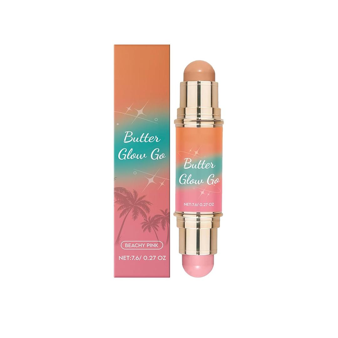 Multi-purpose Contour Stick, Double-Head Contour Eyeshadow Blush, Light Brown/Light Pink,Soft Mist Makeup Effect (1pcs)
