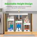 seasky Under Sink Organizers and Storage 2 Pack, 2 Tier Adjustable Height Sliding Bathroom Organizer, Kitchen Organizer Multipurpose Under Sink Cabinet Storage with 8 Hooks and 2 Hanging Cup