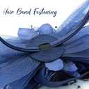 Women's Fascinators Feathers Mesh Ribbons Tea Party Hats with Headband and Clip Fascinator Hat (Navy) (M)