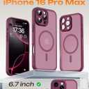 TOCOL for Phone 16 Pro Max Case, Compatible with Magsafe Charger, Full Camera Protection, Drop Protection, Translucent Matte Phone Case for iPhone 16 Pro Max 6.9 inch (Plum)