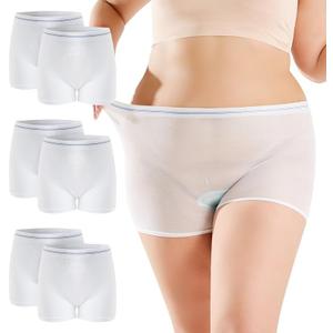 CARER Mesh Underwear Postpartum 6 Pack Postpartum Essentials Breathable,High Waist Hospital Provide C section Underwear White (Large)