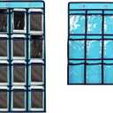 NIMES Hanging Closet Underwear Sock Jewelry Storage Over The Door Classroom Cell Phone Calculator Organizer Clear Pockets (BLUE-12 & 9 POCKETS PACK)