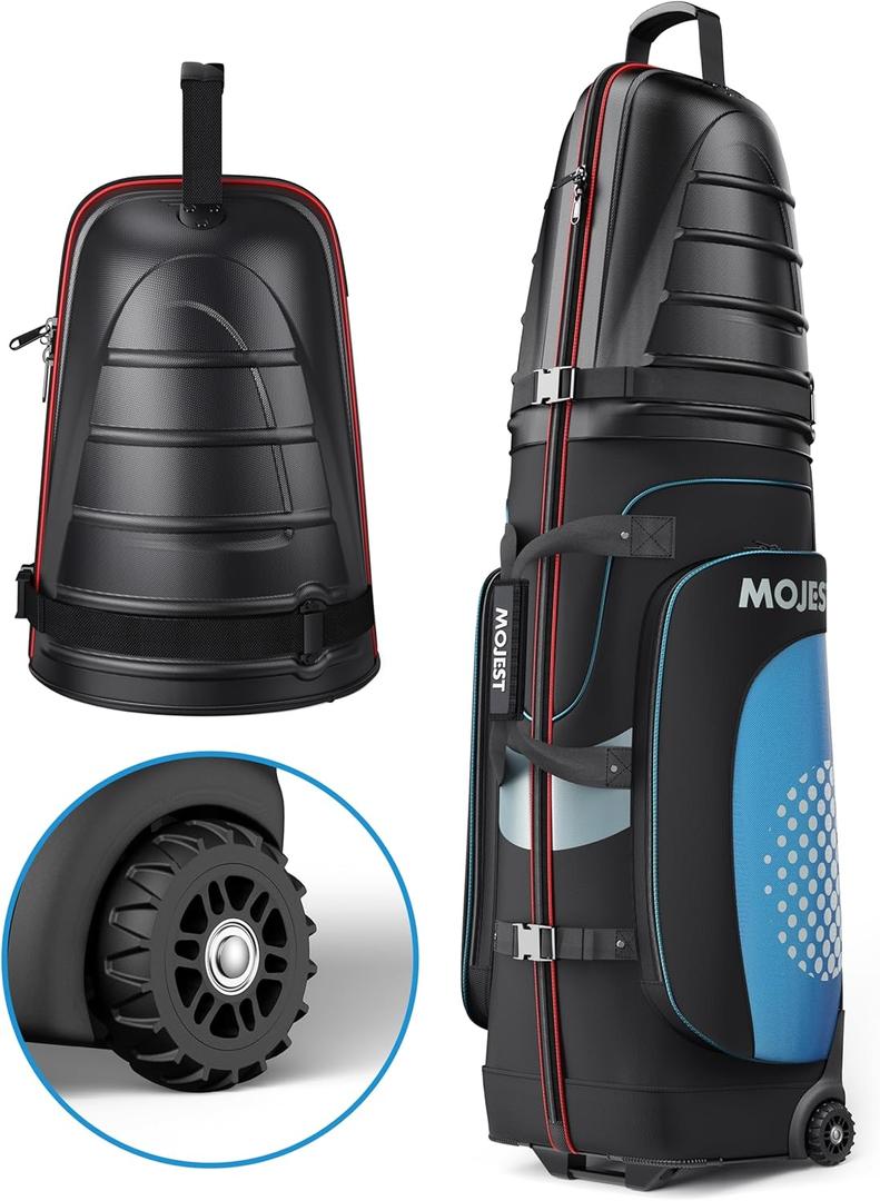 Golf Travel Bags for Airlines with Wheels, Hard Case Top and 1680D Heavy Duty Oxford Protect Golf Clubs, Lightweight and Easy to Maneuver - Ravenfire