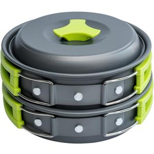MalloMe Camping Cookware Mess Kit for Backpacking Gear  Camping Cooking Set - Camping Pots and Pans Set - Backpacking Stove/Portable Stove Compatible - Camp Kitchen Equipment Accessories Pot