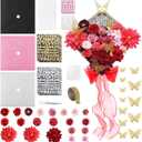 Harsever 48Pcs Graduation Cap Decorations DIY Kit,Grad Cap Decorations Decor with Faux Flower 3D Butterfly Rhinestones Alphabet Letter Stickers for DIY Graduation Party Supplies (Red)