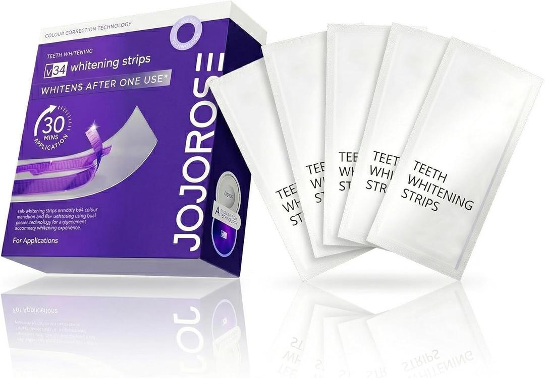 2 x Teeth Whitening Strips, Purple Whitening Strips for Teeth, 30 Count Stain Removing Whitening Strips for Daily Oral Care, Easy to Use Teeth Brightening Strips for Coffee, Tea & Wine Stains