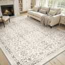 MontVoo-Vintage Area Rug 6X9 Beige Rugs for Living Room-Soft Distressed Printed Rugs for Bedroom-Non Slip Carpet-Machine Washable Rug for Dining Room Living Room Bedside Office (6' x 9')