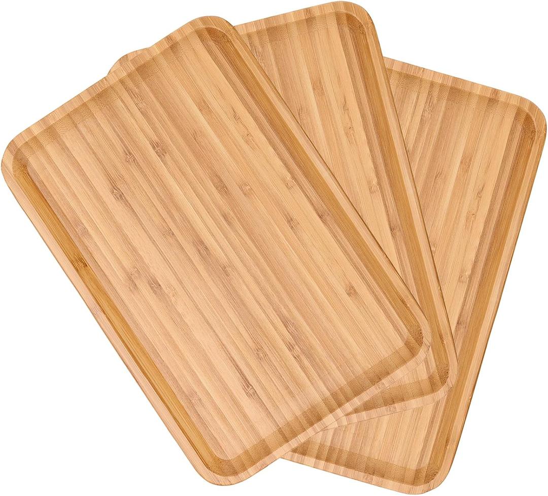 3 Pack 12 x 8 x 0.8 Inches Bamboo Serving Platter Tray, Bamboo Tray Cheese Plate Rectangular Platter for Fruit, Appetizer, Cheese 3 Pack 12 x 8 x 0.8 Inches Bamboo Serving Platter Tray, Bamboo Tray Cheese Plate Rectangular Platter for Fruit, Appetizer, Cheese