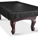 BEARCOVER Heavy Duty Leatherette Billiard Pool Table Cover, Waterproof & Tearproof Cover for Pool Table 7/8/9FT (Black/Faux Lambskin, 8FT-(100"LX 56"WX 8“H))
