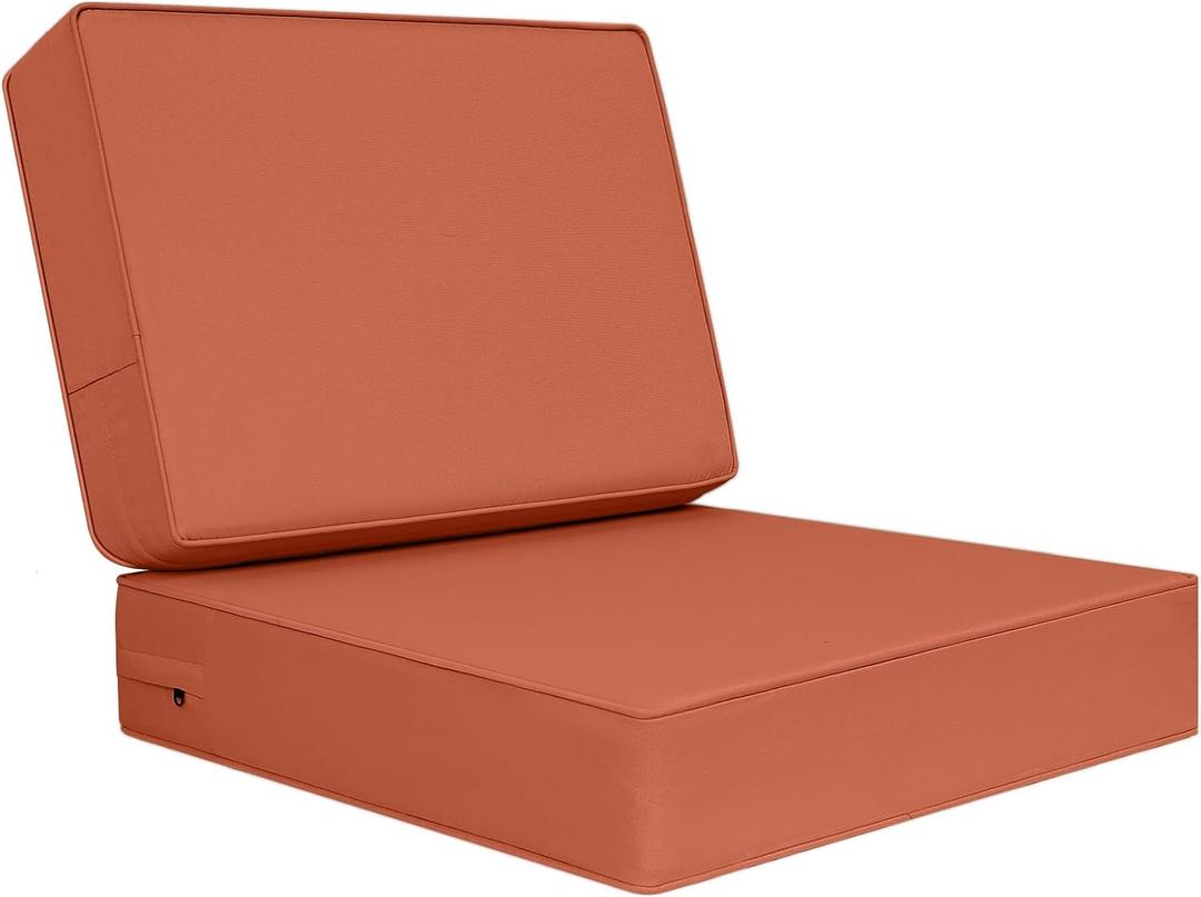 AAAAAcessories Outdoor Deep Seat Cushions, Foam Pillow, Waterproof, Fade-Resistant Patio Furniture Replacement Cushions, 24" x 24" x 5", Rust (24x24-19'' Mid Back-1 Count)