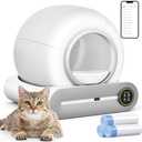 SUANPOT Self Cleaning Cat Litter Box, Automatic Robot Box for Multiple Cats, Smart Self Cleaning with Safety Protection, APP Control, Deodorization and Sterilization, Matte White