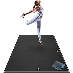 Gorilla Mats Premium Large Yoga Mat – 6' x 4' x 8mm Extra Thick & Ultra Comfortable, Non-Slip Barefoot Exercise Mat – Works Great on Any Floor for Stretching, Cardio or Home Workouts