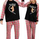 FAYALEQ Christmas Matching Pajamas for Couples Long Sleeve Xmas Plaid Soft Pullover Pjs Set for Men and Women Holiday One Set (XXL)