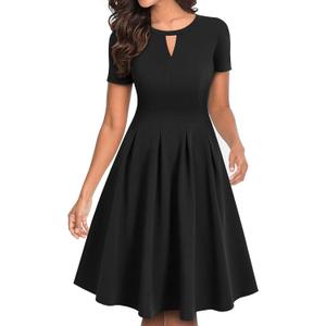 YATHON Women's Vintage Floral Flared A-Line Swing Casual Party Dresses with Pockets (M)