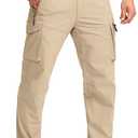 Pudolla Mens Hiking Cargo Pants Outdoo Work Pants for Men UPF50+ with Zipper Pockets (Medium)