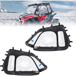 KEMIMOTO Soft Upper Doors YKK Zippers Compatible with Polaris RZR XP 1000 / XP Turbo 2014-2023, UTV Cab Enclosures Fit with Side Mirrors and Windshields 3-Pane Window Waterproof - 2 Seater