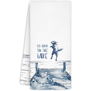 Golden Retriever Lake House Decor Dish Towels,Lake House Gifts,Funny Lake Dog Kitchen Towels Decorative,Dog Lover Mom Gifts Hand Towels Drying Cloth for Kitchen Bathroom Decor,16x24 Inch