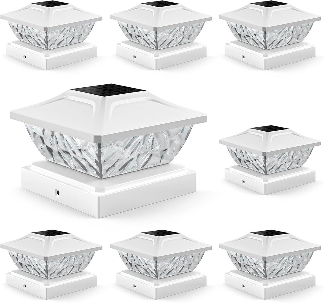 8 Pack Solar Post Cap Lights, 2 Mode Bright Solar Post Lights Outdoor Waterproof Fence Post Cap Lights, Outdoor Post Lights Solar Powered Deck Light for 4x4 4.5x4.5 5x5 Posts in Garden Decor