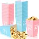 50 Pack Gender Reveal Paper Popcorn Boxes Decorative Dinnerware Mini Popcorn and Candy Favor Treat Boxes Team for Boy Girl Baby Shower Gender Reveal(Blue, Pink)
