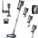 Cordless Vacuum Cleaner, 550W 45Kpa 60 Mins Runtime Vacuum Cleaners for Home, Stick Vacuum with Anti-Tangle, Auto Mode, 8-in-1 Rechargeable Vacuum for Carpet Hard Floor Pet Hair, V160 (Silver)
