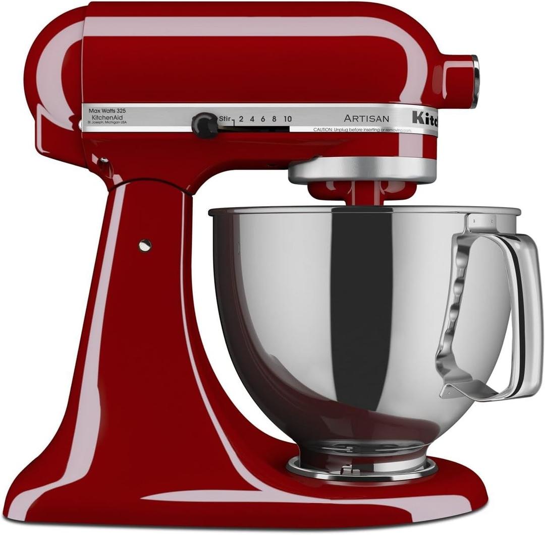 KitchenAid Artisan, 5-Qt Tilt Head Stand Mixer, KSM150PS, Empire Red
Includes Pouring Shield for Mess-Free Mixing, 10 Speed Settings, Easily add Ingredients with the Tilt-Head Design