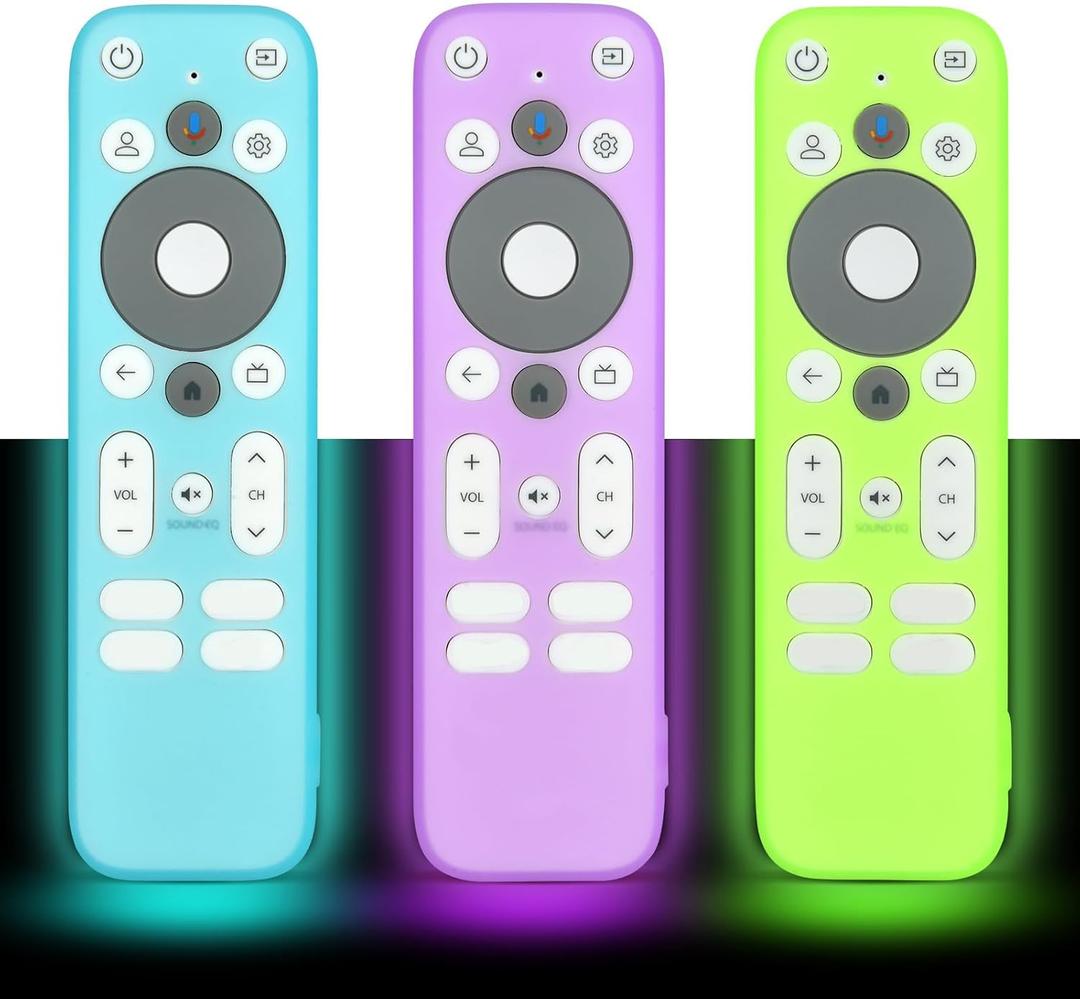 [3 Pack] Luminous Remote Cover Compatible with Onn Android TV 4K UHD Stick TV Box 100024646 100026240 Remote Controller, Lightweight Anti-Slip Skin-Friendly Silicone Skin Sleeve
