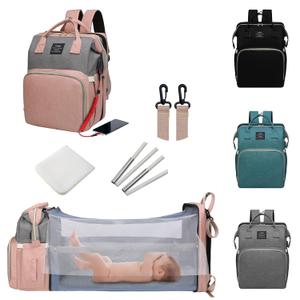 Diaper Bag with Changing Station,Diaper Bag Backpack7 in 1 Travel Baby Diaper Bag,Mommy Bag With USB Charging Port (Pink-Grey)