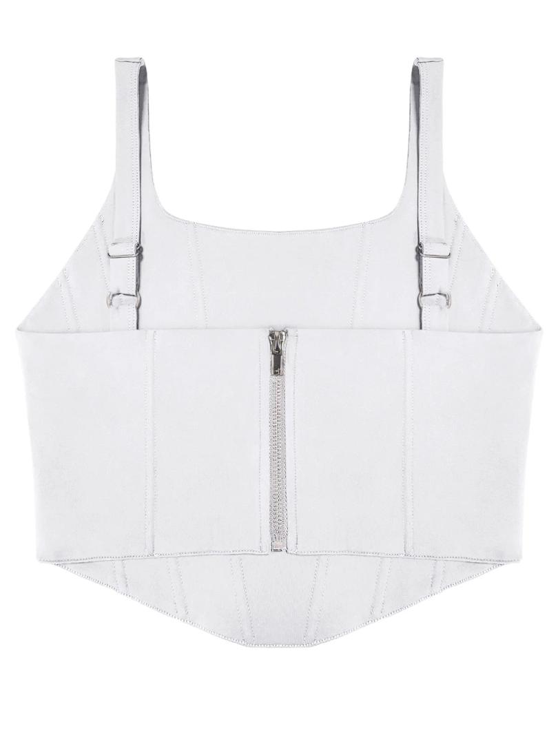 REORIA Women's Summer Sexy Square Neck Sleeveless Trendy Bustier Corset Crop Tank Tops
 M