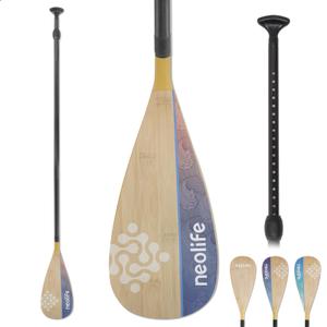 LINGVUM SUP Paddleboard Paddle, Adjustable Stand-Up Paddle Board Paddle | Premium Carbon Fiber Shaft and Enhanced PP Blade, 66-82" (170-210 cm), Bamboo&Orange Wave Pattern