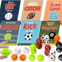 2 x 24 Packs Valentines Day Cards for Kids School with Fidget Spinner Sport Balls, Boys Girls Classroom Exchange