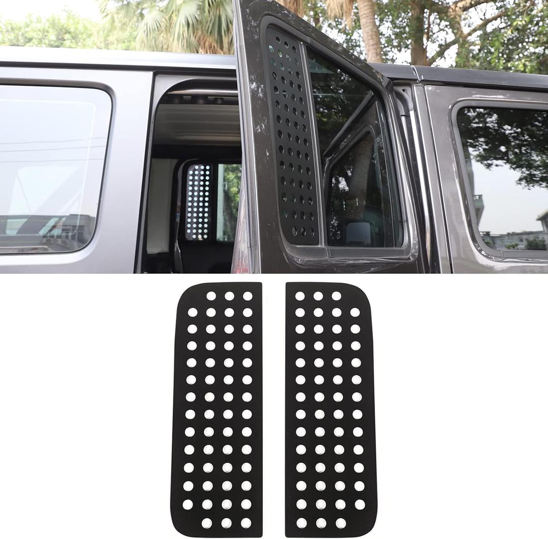 Hoolcar Rear Door Window Decals Aluminum Alloy Glass Panel Cover for 2018-2021 Jeep Wrangler JL & Unlimited 4-Door, Jeep Gladiator JT, Black