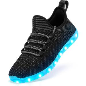 Light Up Shoes for Women Men, Unisex USB Charging LED Shoes Adult Halloween Mesh Upper Glowing Luminous Trainers Dancing Flashing Sneakers (13 Women/11.5 Men, Black)