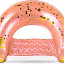 POZA Inflatable Pool Float Chair - Luxurious Lounger Filled with Sparkle Confetti, 2 Built in Cup Holders & Handles, Water Floating Chair for Beach, Lake & Swimming Pool - 48 x 38 Inch (Rose Gold)