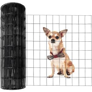 Welded Wire Fence Black PVC Coated Wire Mesh 48 Inch x 50 Ft, 2" X 3" 16GA Coated Hardware Cloth, Chicken Wire Fencing, Metal Garden Fencing(2" X 3" 16GA, 48 Inch x 50 Ft)